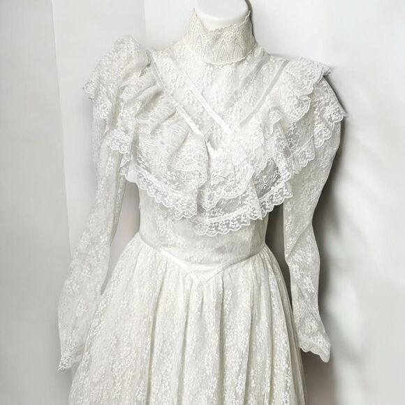 Jessica McClintock Wedding Dress Lace Prairie Dress size 9 - Picture 7 of 16